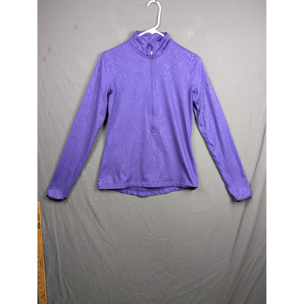Nike‎ Pro Dri-FIT Purple Snakeskin Quarter Zip Pullover Womens Medium